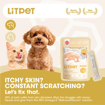 LitPet Skin & Coat Meaty Mix Paste for Cats & Dogs - 10 Sachets