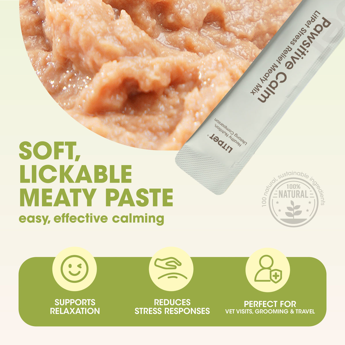 LitPet Pawsitive Calm Meaty Mix Paste for Cats & Dogs - 10 Sachets
