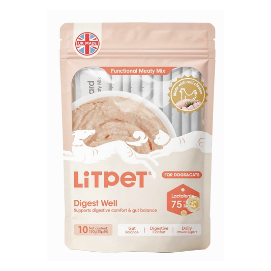 LitPet Digest Well Meaty Mix Paste for Cats & Dogs - 10 Sachets