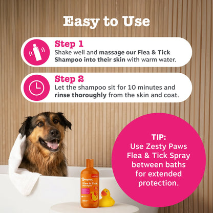 Zesty Paws Flea & Tick Shampoo 500ml
