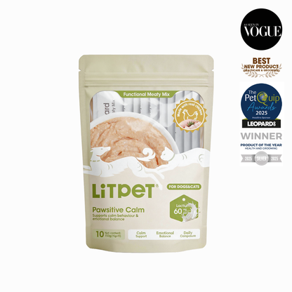 LitPet Pawsitive Calm Meaty Mix Paste for Cats & Dogs - 10 Sachets