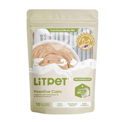 LitPet Pawsitive Calm Meaty Mix Paste for Cats & Dogs - 10 Sachets
