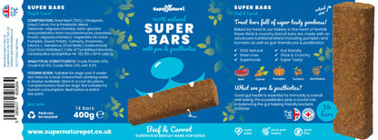 Super Bars - Beef & Carrot Baked Treat Bars for Dogs 400g