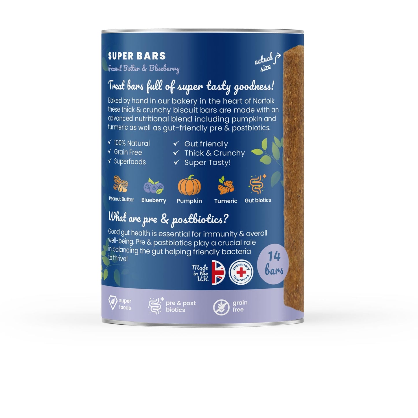 Super Bars - Peanut Butter & Blueberry Baked Treat Bars for Dogs 400g
