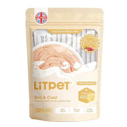 LitPet Skin & Coat Meaty Mix Paste for Cats & Dogs - 10 Sachets