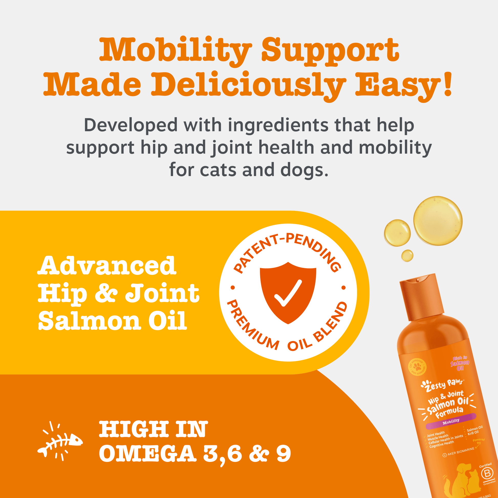 Natures Grub 250ml Zesty Paws Hip & Joint Salmon Oil 250ml