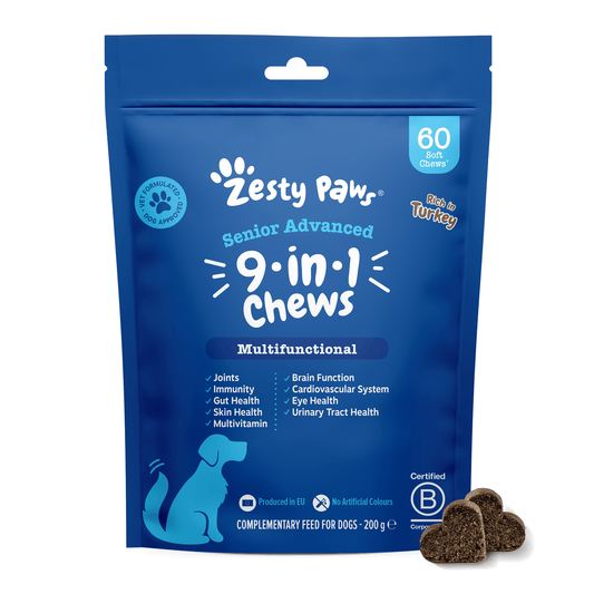 Natures Grub 60 Chews Zesty Paws 9 in 1 Senior Advanced Chews - Turkey