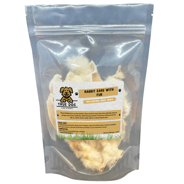 Dried Rabbit Ears with Fur, Natural Chew Treat, DeWormer True Dog UK