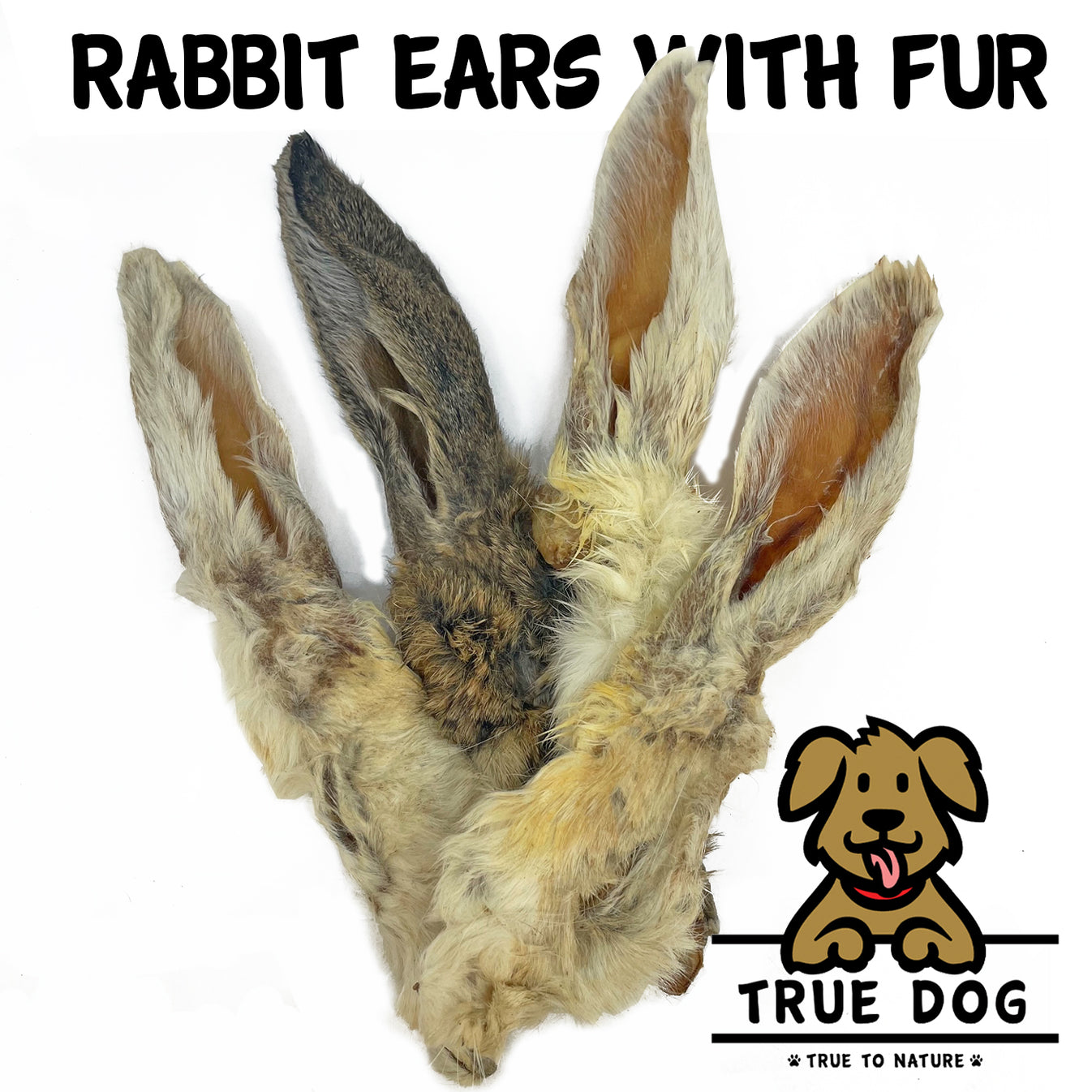 Dried Rabbit Ears with Fur, Natural Chew Treat, DeWormer True Dog UK
